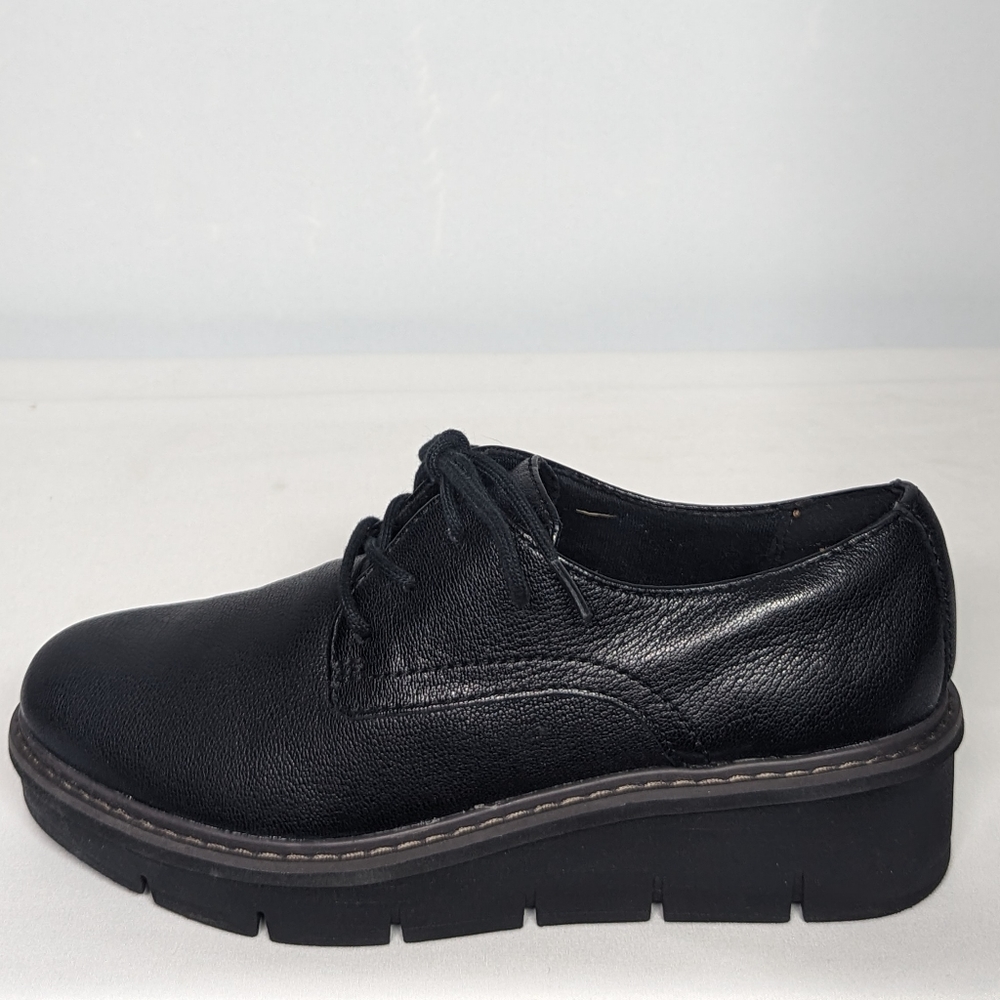 NEW Clarks Womens Leather Airabell Tye Platform Sz 5 black